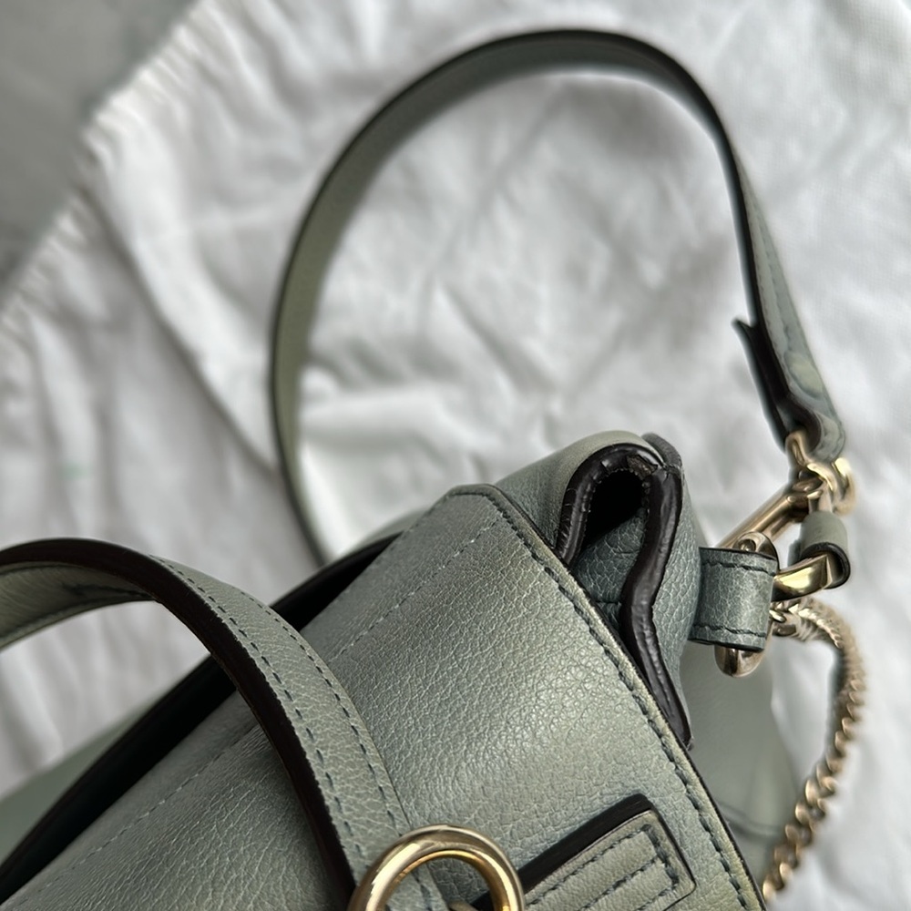 Chloé Faye Day Blue Grey Leather Shoulder Bag - Picture 13 of 13